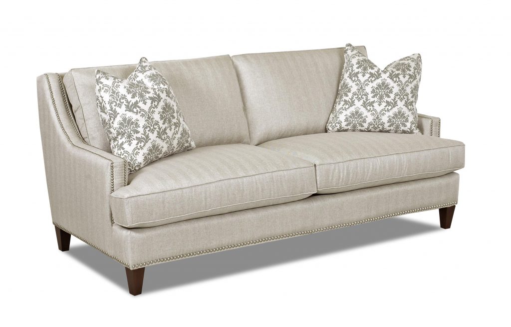 Transitional Nail head Wing Back Sofa with Blend Down Cushions