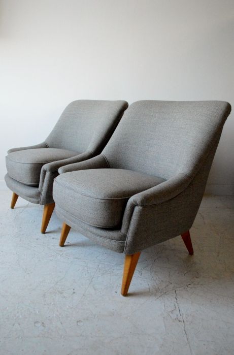 pair 1940s danish armchair iona wool