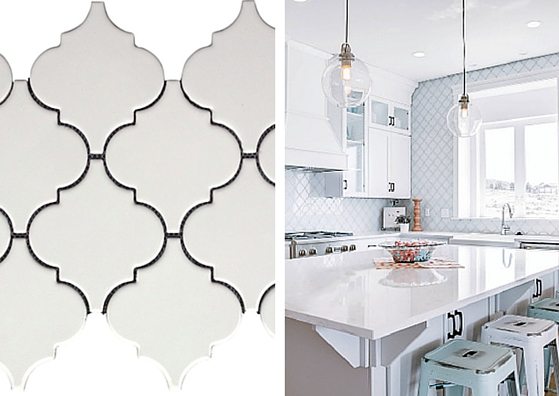 leedy interiors tile on a budget Arabesque Lantern White Porcelain Mosaic