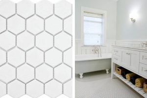Leedy Interiors Tile on a Budget Matte White Porcelain Hex Tile