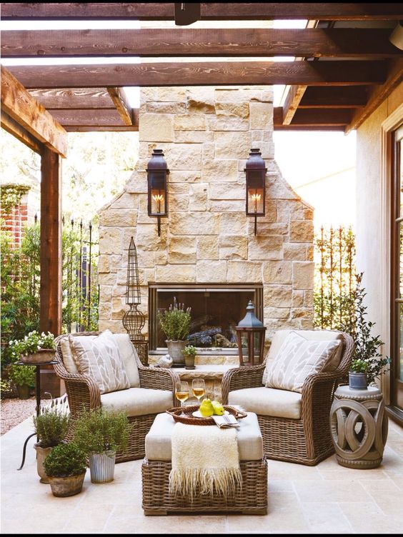 outdoor space interior design fire pit fireplace