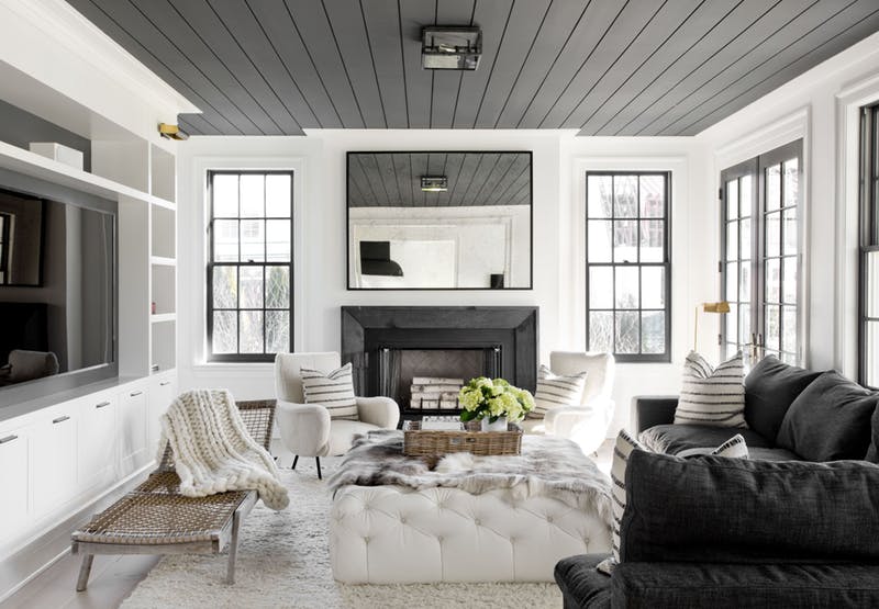 modern living room with shiplap