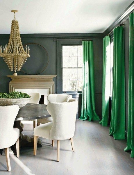 Green curtains Leedy Interiors Tinton Falls NJ Interior Design