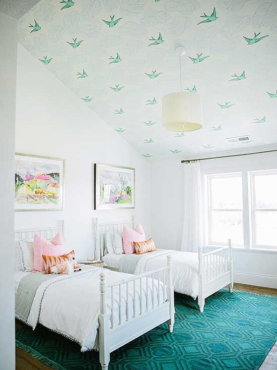 ceiling wallpaper birds leedy interiors tinton falls nj