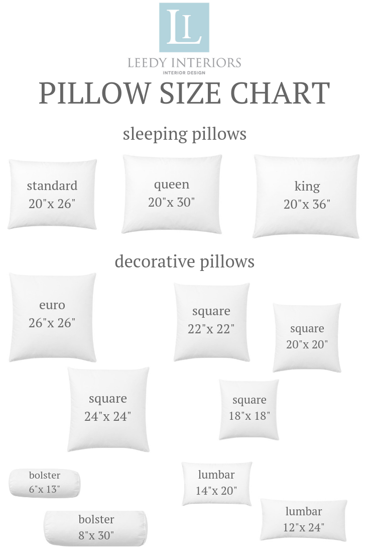 Decorative Pillow Sizes Chart